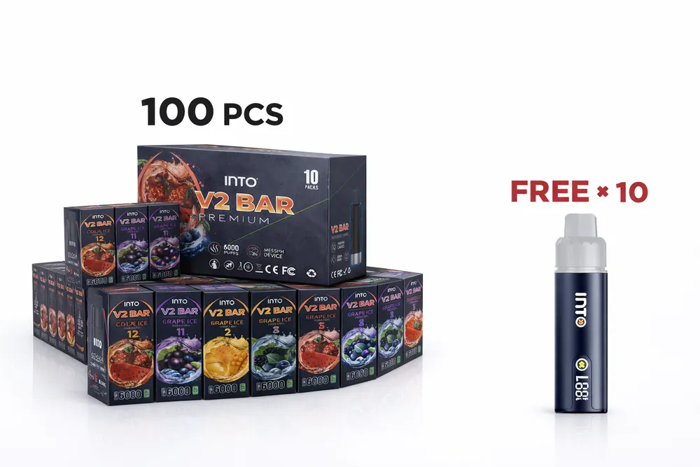 INTO V2 BAR POD 100 Packs Wholesale Bundle (With 10 Free Devices) (Pod Only No Battery)